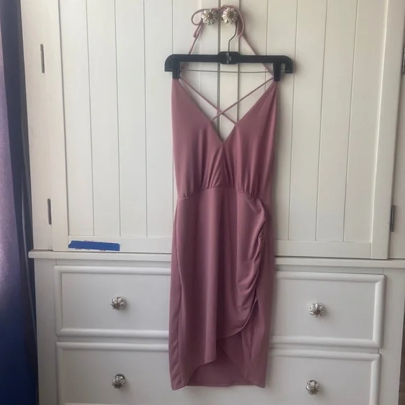 sachin and babi light blue dress Charlotte Russe | Dresses | Charlotte Russe Open Back Halter Dress With  Rushed Side Dusty Pink M